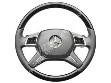 Mercedes Benz Siyah Kavak Ahşap Deri Direksiyon Gri Titreşimli