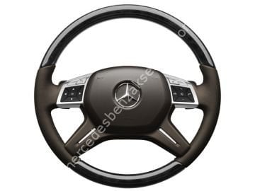 Mercedes Benz Siyah Kavak Ahşap Deri Direksiyon Kahverengi Titreşimli